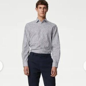 M&SCollection Regular Fit Easy Iron Pure Cotton Print Shirt